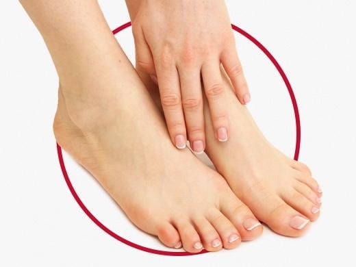 Closeup view of woman foot with beautiful and healthy nails after Canesten treatment